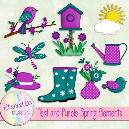Free teal and purple Spring elements