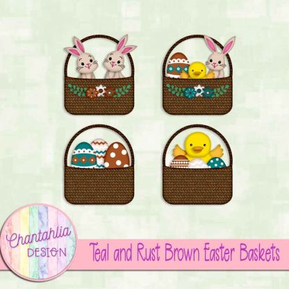 Free teal and rust brown Easter baskets