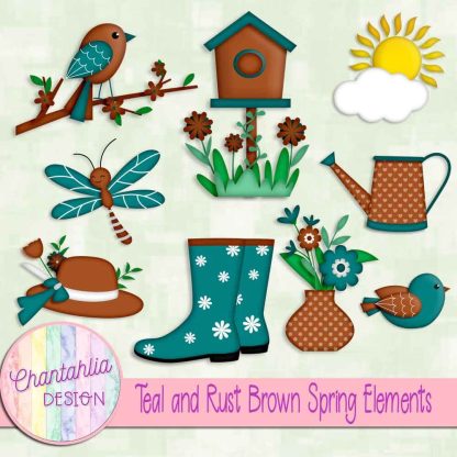 Free teal and rust brown Spring elements