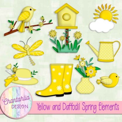 Free yellow and daffodil Spring elements
