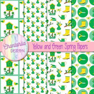 Free yellow and green Spring digital papers