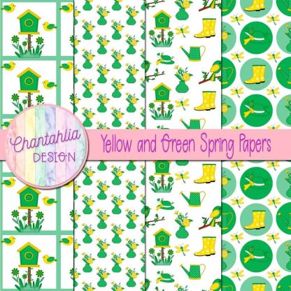 Free yellow and green Spring digital papers