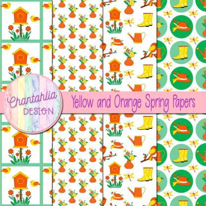 Free yellow and orange Spring digital papers