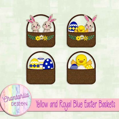 Free yellow and royal blue Easter baskets