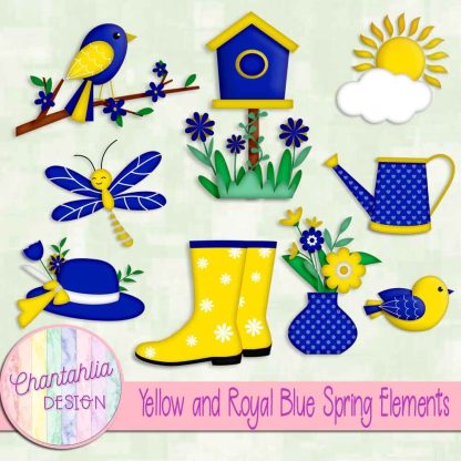 Free yellow and royal blue Spring elements