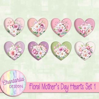 Free hearts in a Floral Mother's Day theme