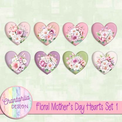 Free hearts in a Floral Mother's Day theme