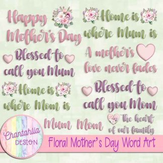 Free word art in a Floral Mother's Day theme.