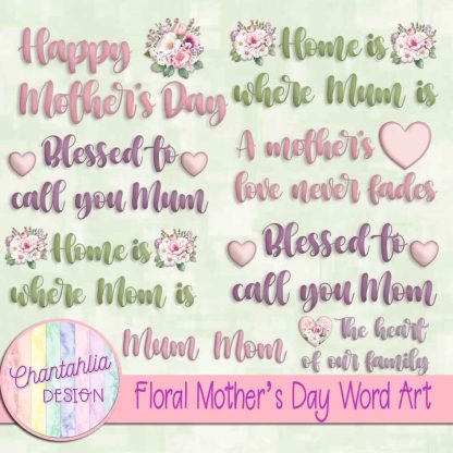Free word art in a Floral Mother's Day theme.