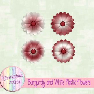 Free burgundy and white plastic flowers