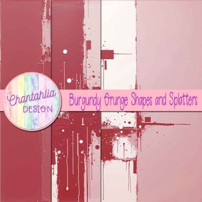Free burgundy grunge shapes and splatters digital papers