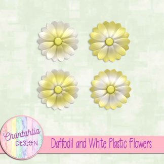 Free daffodil and white plastic flowers