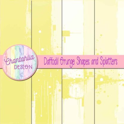 Free daffodil grunge shapes and splatters digital papers