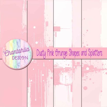 Free dusty pink grunge shapes and splatters digital papers