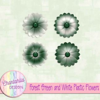 Free forest green and white plastic flowers