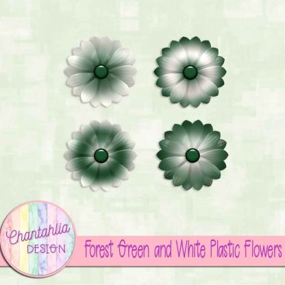 Free forest green and white plastic flowers