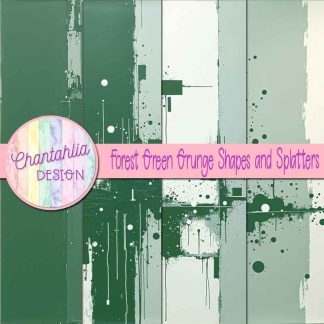 Free forest green grunge shapes and splatters digital papers