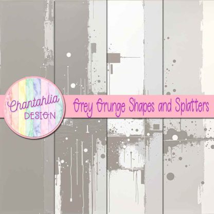 Free grey grunge shapes and splatters digital papers