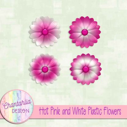 Free hot pink and white plastic flowers