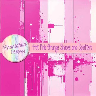 Free hot pink grunge shapes and splatters digital papers