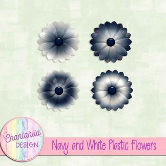 Free navy and white plastic flowers