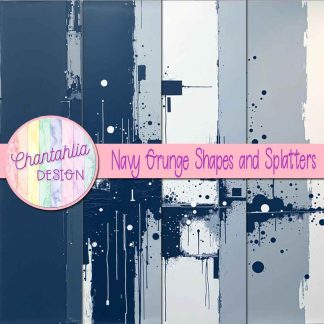 Free navy grunge shapes and splatters digital papers