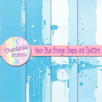 Free neon blue grunge shapes and splatters digital papers