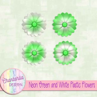 Free neon green and white plastic flowers