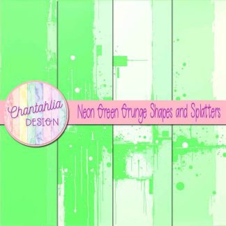 Free neon green grunge shapes and splatters digital papers