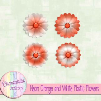 Free neon orange and white plastic flowers