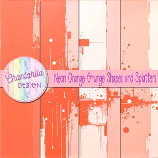 Free neon orange grunge shapes and splatters digital papers