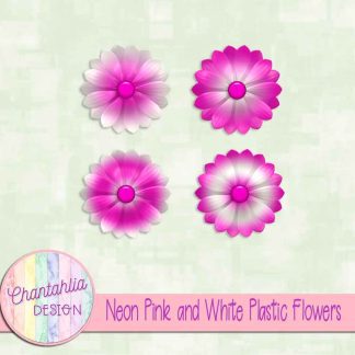 Free neon pink and white plastic flowers