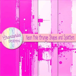 Free neon pink grunge shapes and splatters digital papers