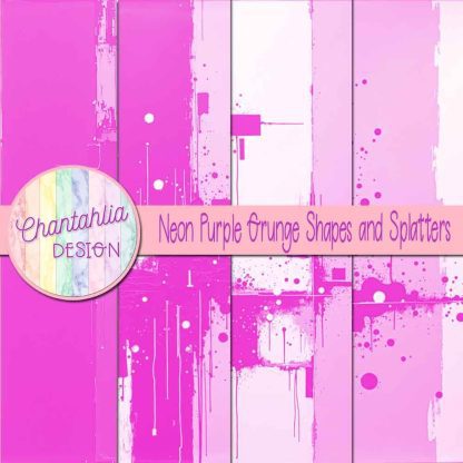 Free neon purple grunge shapes and splatters digital papers