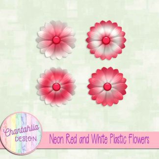 Free neon red and white plastic flowers