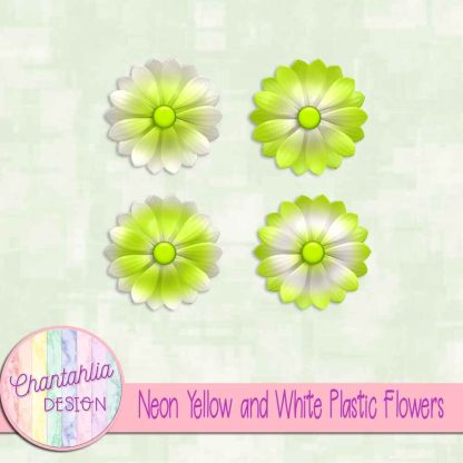 Free neon yellow and white plastic flowers