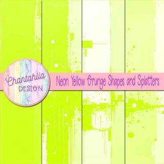 Free neon yellow grunge shapes and splatters digital papers