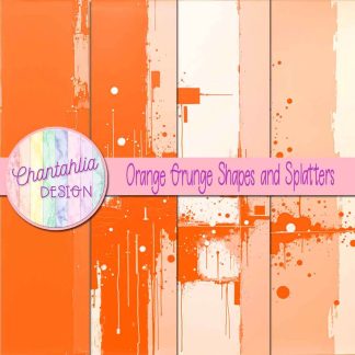 Free orange grunge shapes and splatters digital papers