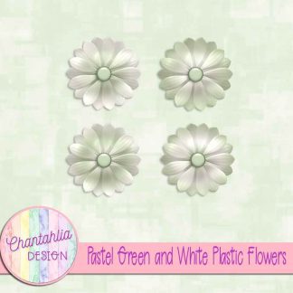 Free pastel green and white plastic flowers