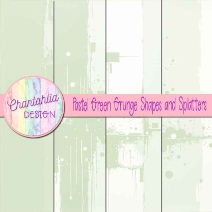 Free pastel green grunge shapes and splatters digital papers