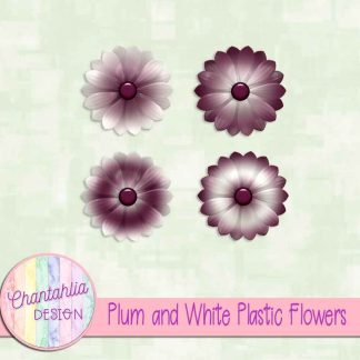 Free plum and white plastic flowers