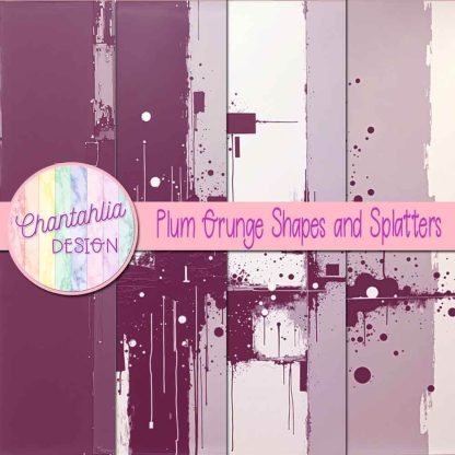 Free plum grunge shapes and splatters digital papers