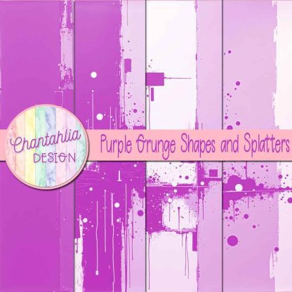 Free purple grunge shapes and splatters digital papers