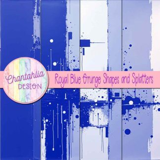 Free royal blue grunge shapes and splatters digital papers