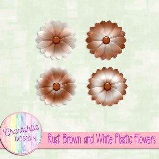 Free rust brown and white plastic flowers