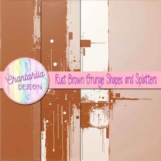 Free rust brown grunge shapes and splatters digital papers