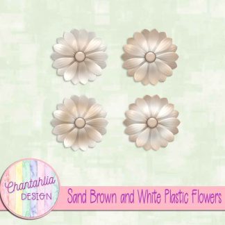Free sand brown and white plastic flowers