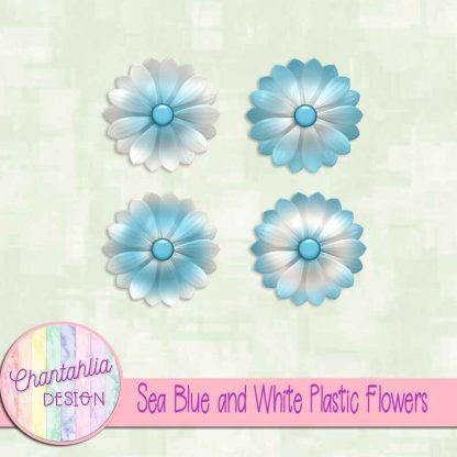 Free sea blue and white plastic flowers