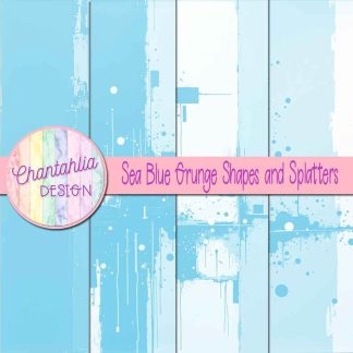Free sea blue grunge shapes and splatters digital papers