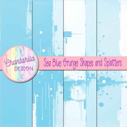Free sea blue grunge shapes and splatters digital papers